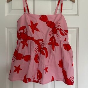 JCREW pink lobster babydoll top - 4